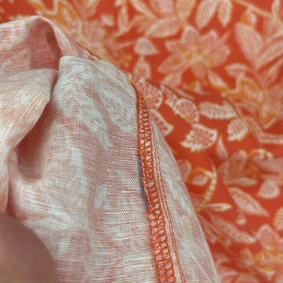 J.McLaughlin | Lois Linen Blouse Button Down Top Tropical Floral Orange Pink XS - Picture 9 of 10